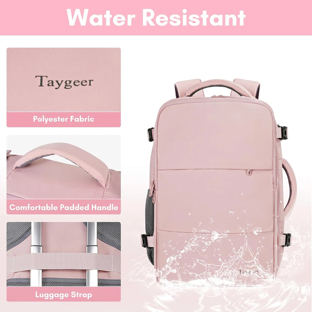 Travel Backpack for Women, Carry on Big Bag with USB Port, TSA 15.6In Laptop Bag Pink