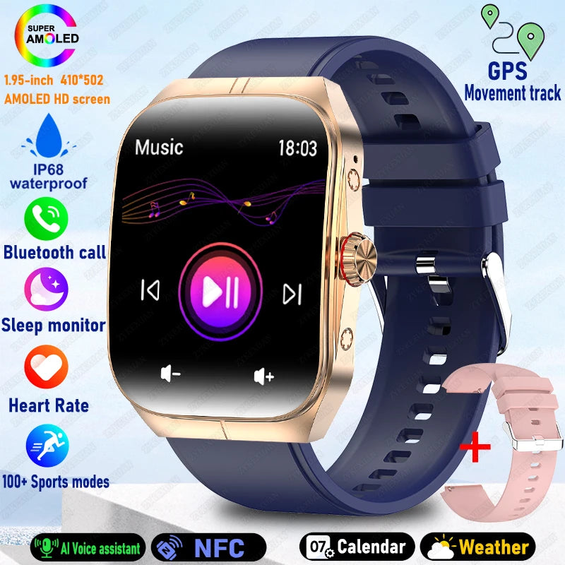 2025 New HD AMOLED Screen for OPPO Watch 4 Pro Sports Smart Watches Men GPS Track Waterproof Bluetooth Call NFC Smart Watch