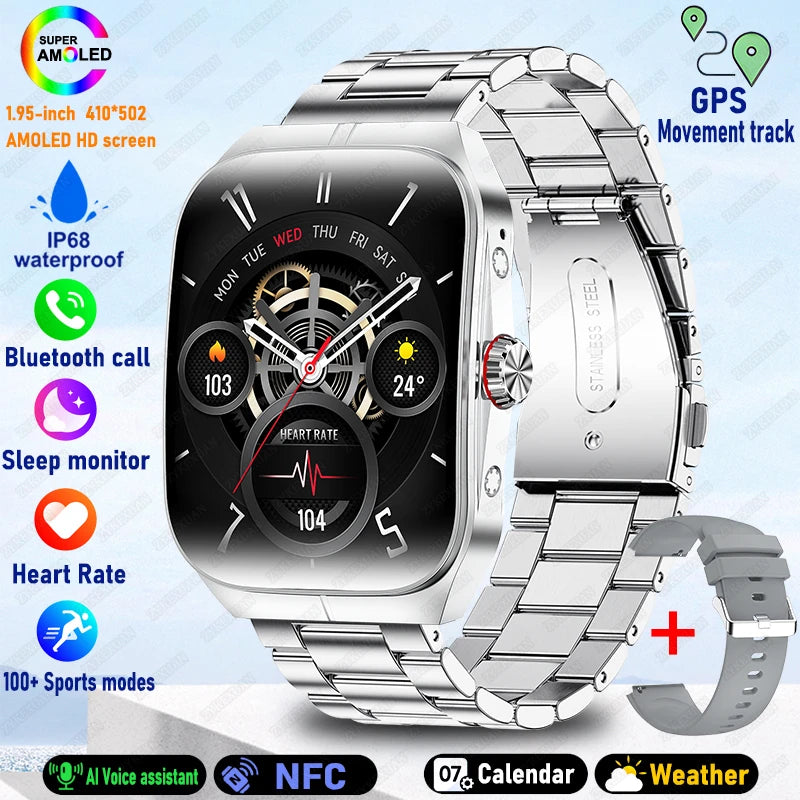 2025 New HD AMOLED Screen for OPPO Watch 4 Pro Sports Smart Watches Men GPS Track Waterproof Bluetooth Call NFC Smart Watch