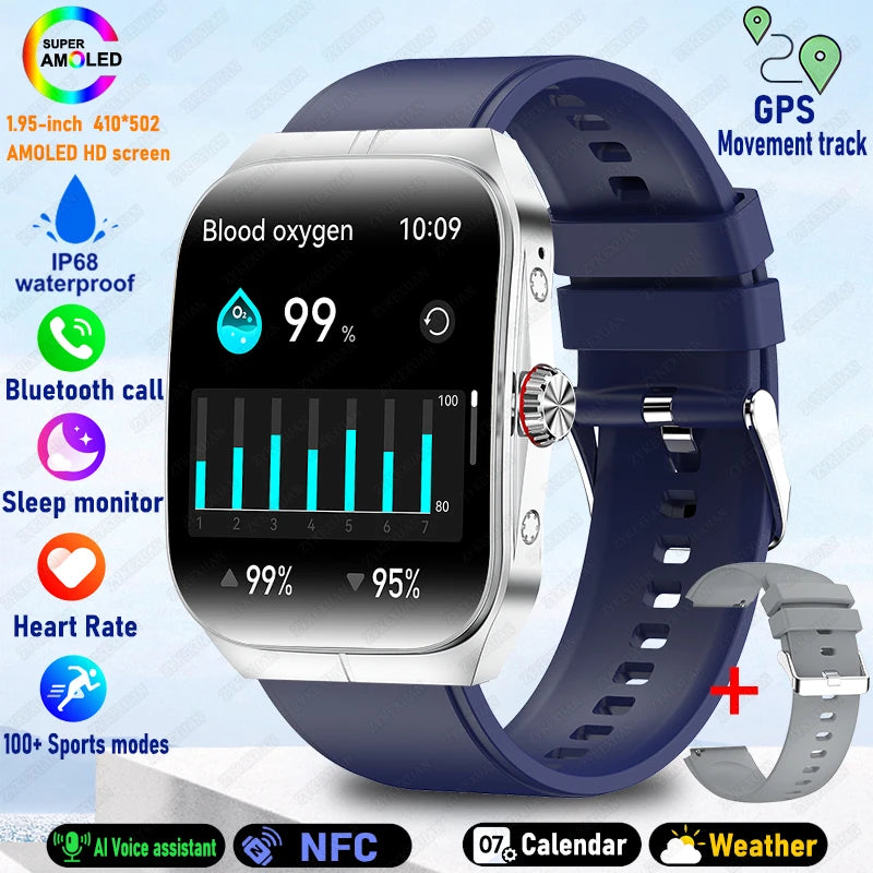2025 New HD AMOLED Screen for OPPO Watch 4 Pro Sports Smart Watches Men GPS Track Waterproof Bluetooth Call NFC Smart Watch