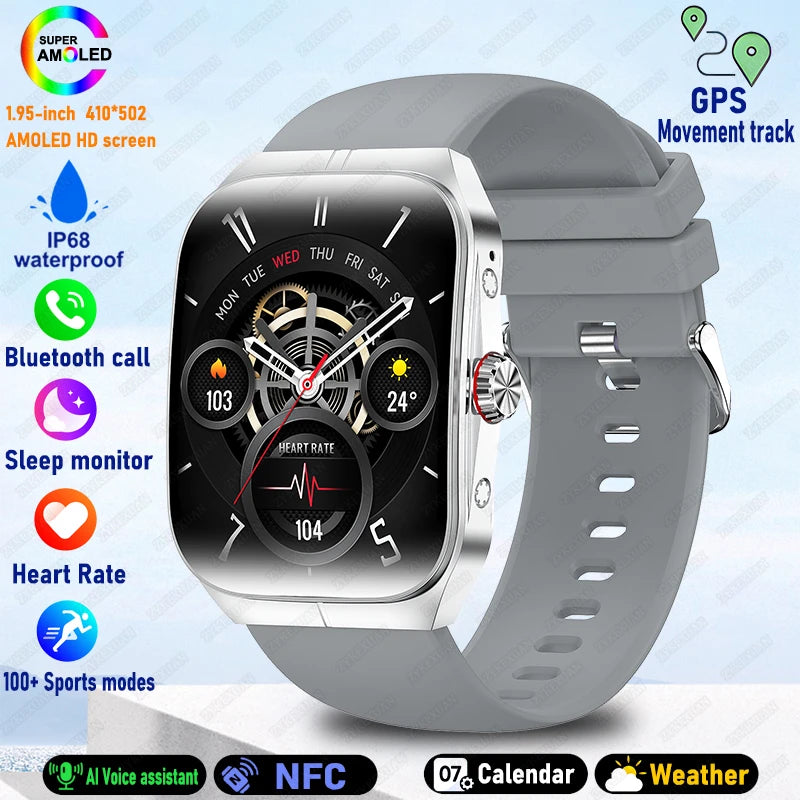 2025 New HD AMOLED Screen for OPPO Watch 4 Pro Sports Smart Watches Men GPS Track Waterproof Bluetooth Call NFC Smart Watch
