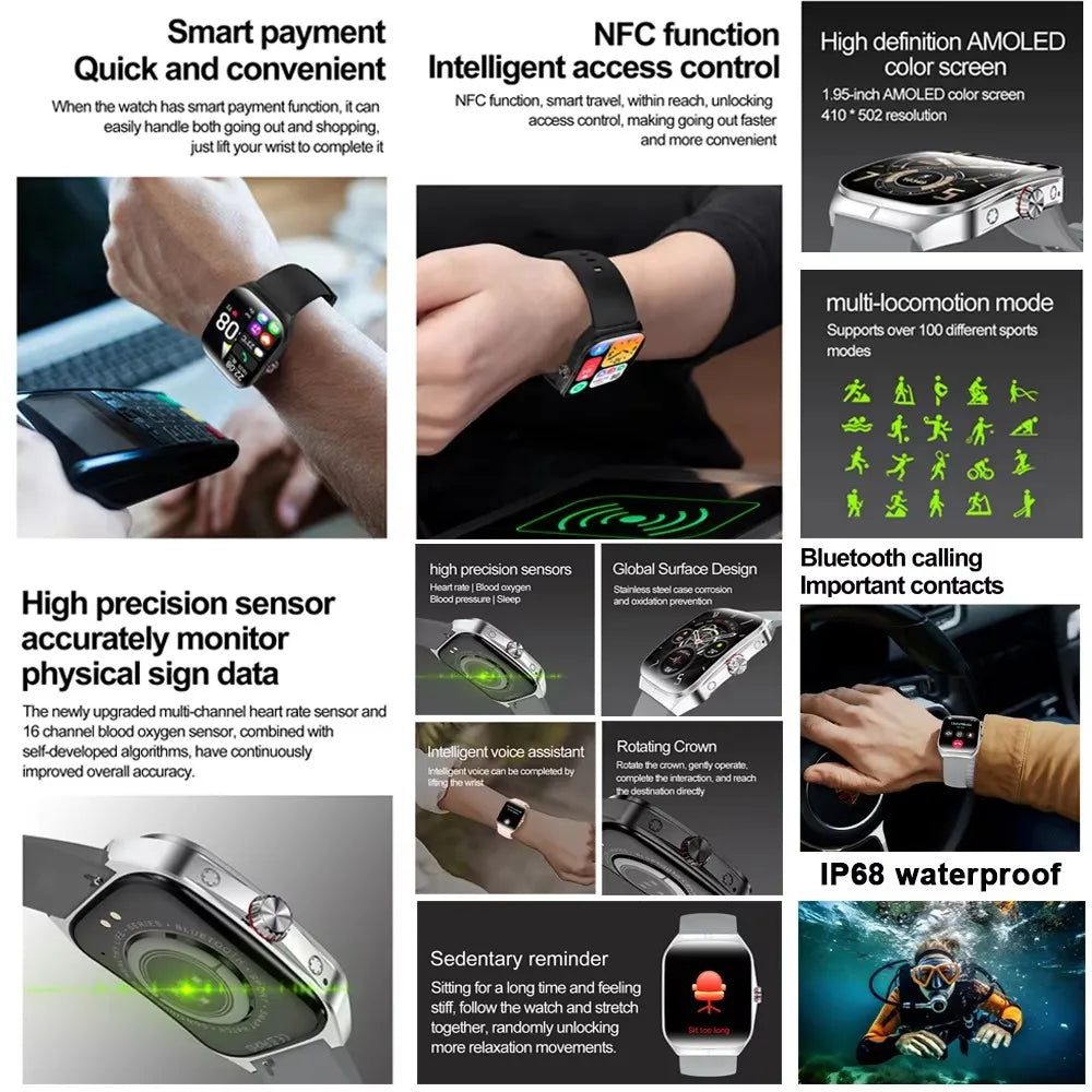 2025 New HD AMOLED Screen for OPPO Watch 4 Pro Sports Smart Watches Men GPS Track Waterproof Bluetooth Call NFC Smart Watch