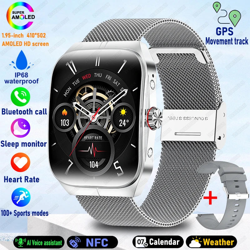 2025 New HD AMOLED Screen for OPPO Watch 4 Pro Sports Smart Watches Men GPS Track Waterproof Bluetooth Call NFC Smart Watch