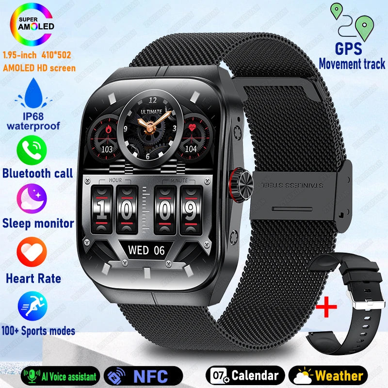 2025 New HD AMOLED Screen for OPPO Watch 4 Pro Sports Smart Watches Men GPS Track Waterproof Bluetooth Call NFC Smart Watch