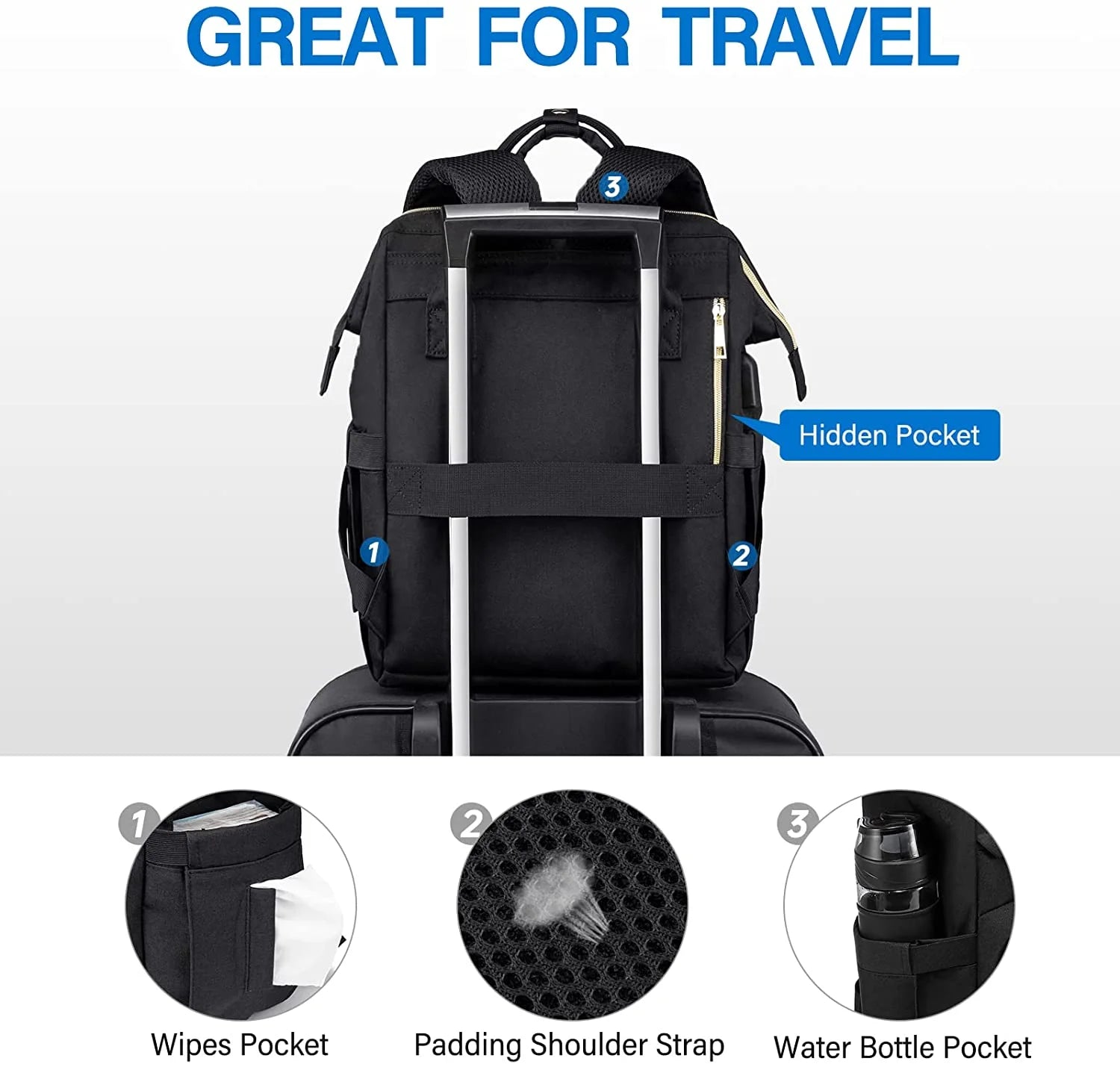 Laptop Backpack for Women, Practical College Teacher Nurse Work Backpack Purses Fit 15.6 Inch Laptop, Water-Resistant Travel Bag with Multi Pockets