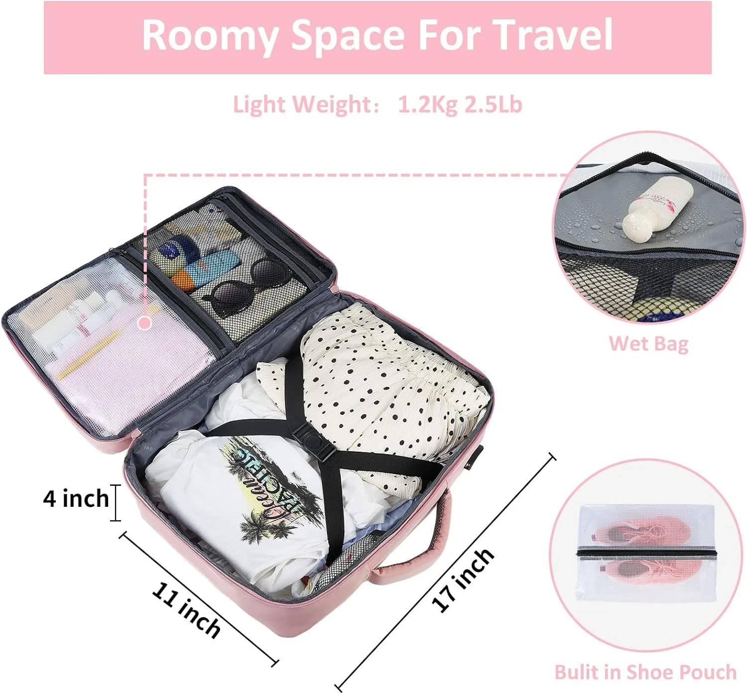 Travel Backpack for Women, Carry on Big Bag with USB Port, TSA 15.6In Laptop Bag Pink