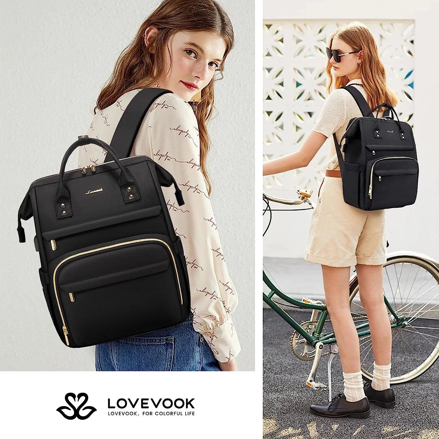 Laptop Backpack for Women, Practical College Teacher Nurse Work Backpack Purses Fit 15.6 Inch Laptop, Water-Resistant Travel Bag with Multi Pockets